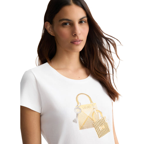 Liu Jo T-shirt T-shirt Donna girocollo con stampa strass XS - Francavilla Moda
